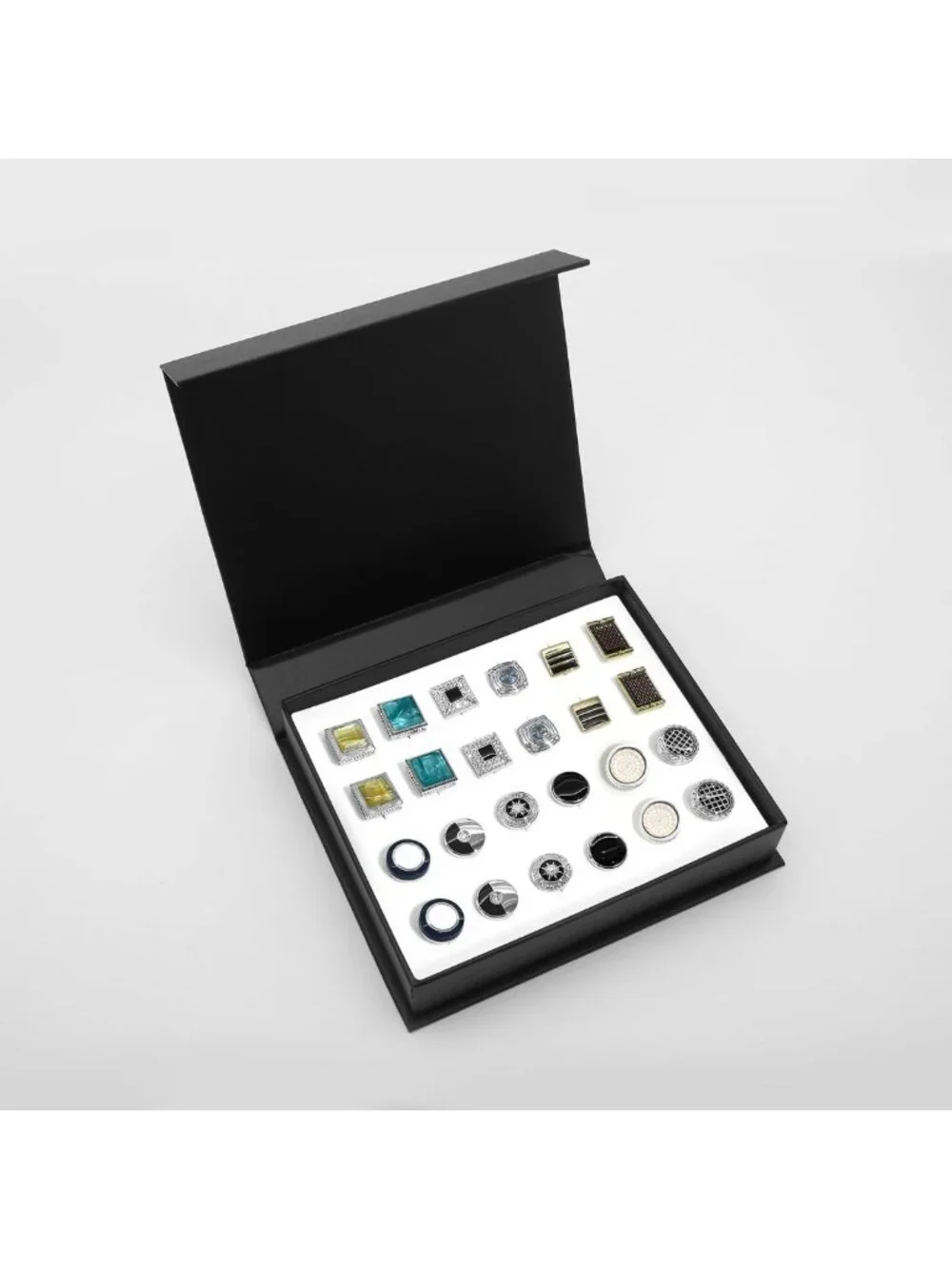 Men's Cufflinks Set - 12 Pack Elegant Jewelry Gift for Shirts, Stylish Case